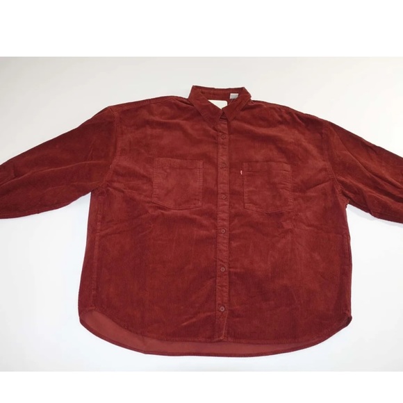 Levis Elliot Utility Long Sleeves Shirt Sz S Red Corduroy Oversized Button Up - Picture 5 of 10